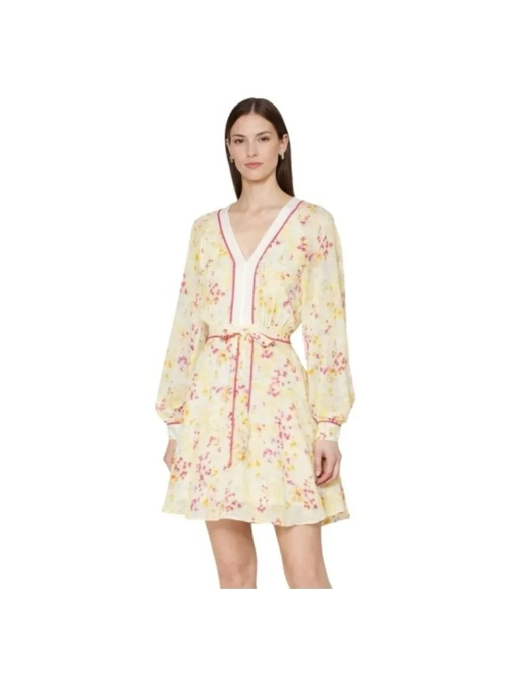 NWT Reiss Molly Floral Puff Long Sleeve Mini Dress - Picture 1 of 14